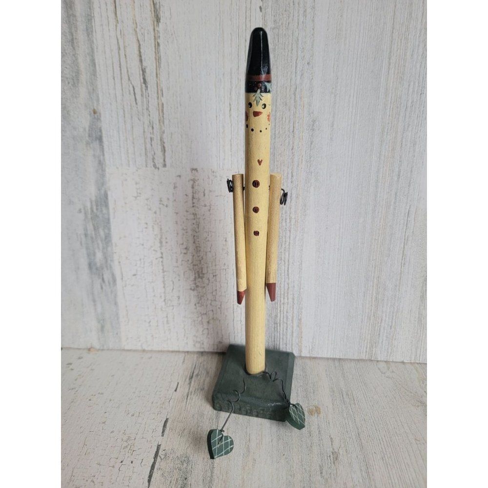 Unique wooden‎ snowman pencil figure heart home decor Xmas